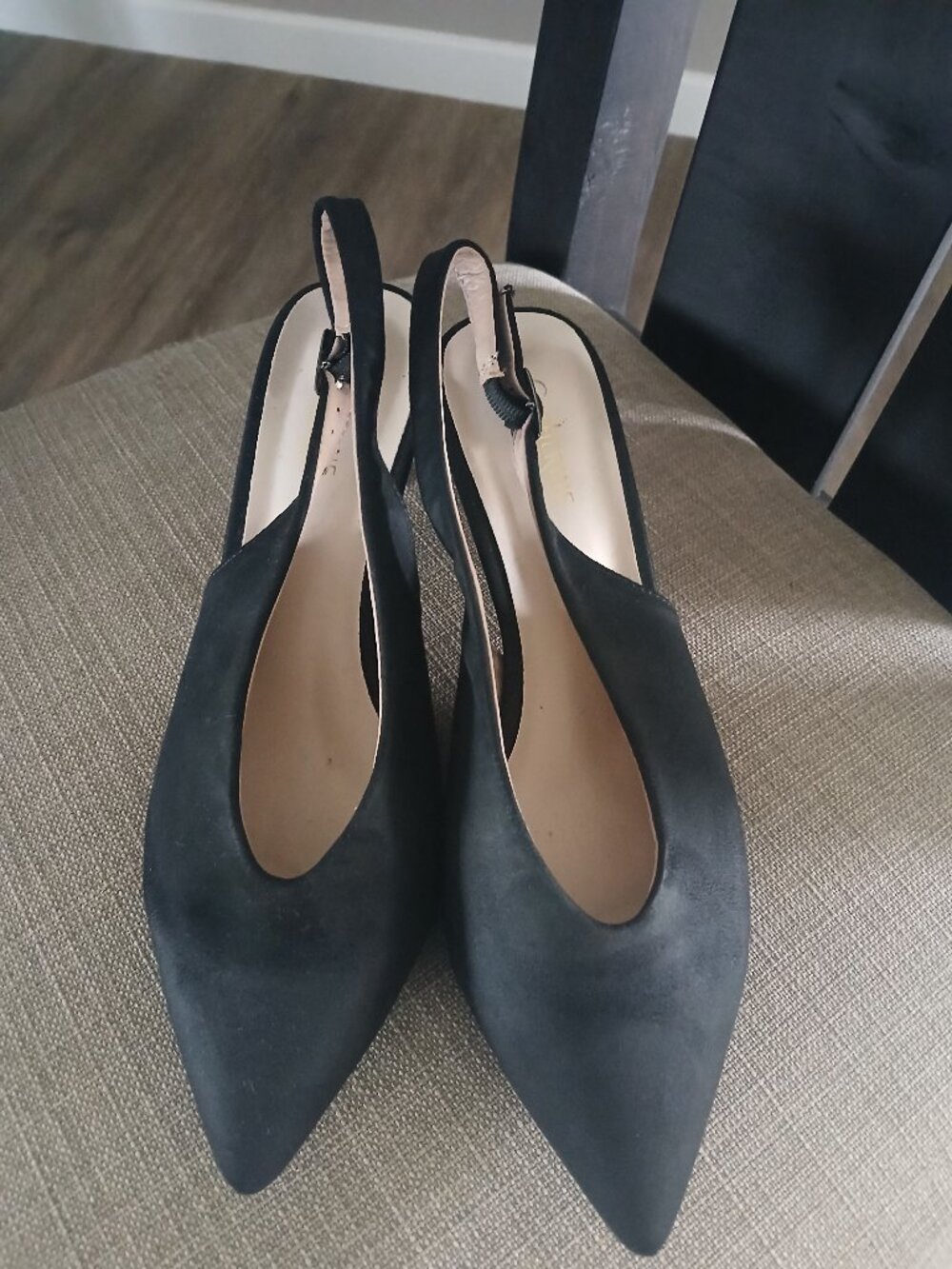 Catherine Malandrino black sling back suede low heels   7 1/2 no box